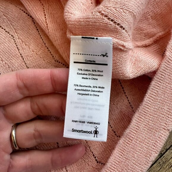 Smartwool Womens Pointelle Pullover Sweater Rose Cloud Heather Pink Oversized -L - Picture 5 of 6